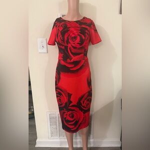 Neiman Marcus Roses Red Dress - Size S